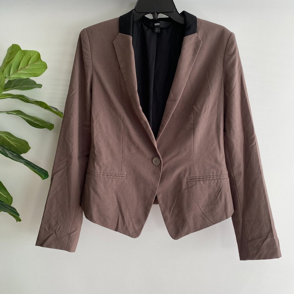 Mossimo Womens Blazer M brown Black two-button career office two tone Jacket